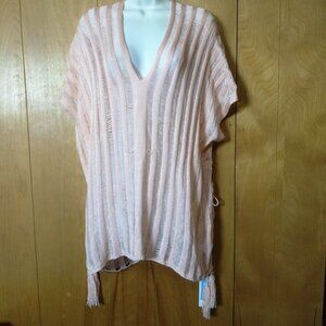 CUPSHE Pullover Knit Swim Cover Up Women's OS Peach Adjustable Tie Sides NEW